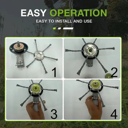 Heavy-Duty Brush Head for Grass Trimmers – Steel Wire Weed and Moss Remover