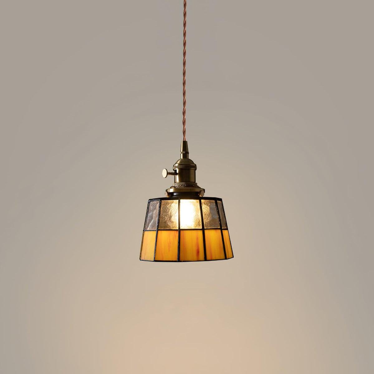 Geometric Glass Shade Hanging Light Fixture 6-Inch Brass Accents Adjustable for Counter Island Dining Table Modern Ceiling Suspended Lamp