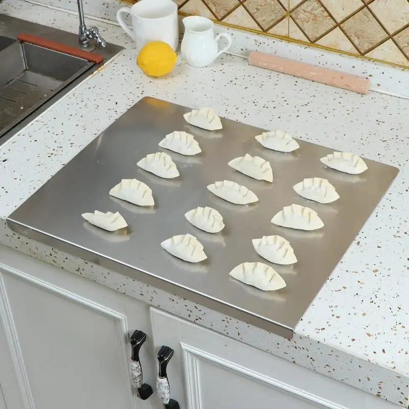 Non-Slip Base Stainless Steel Cutting Board with Elevated Edge