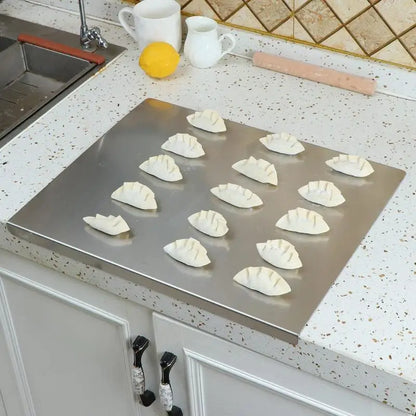 Non-Slip Base Stainless Steel Cutting Board with Elevated Edge