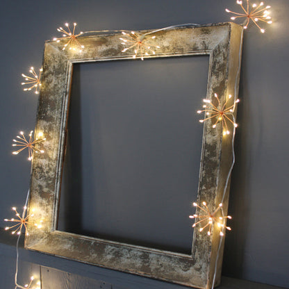 Copper Starburst Fairy String Lights Warm White LED Indoor Outdoor Hanging Décor for Living Room Patio Party Wedding Battery Powered Plug-In