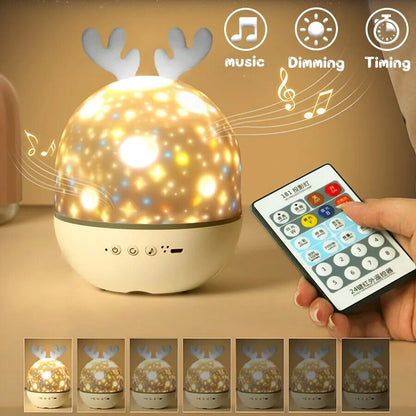 Star Projector Night Light for Kids Room – LED Rotating Galaxy Lamp with 6 Color Modes & USB Rechargeable Battery – Nursery Ceiling