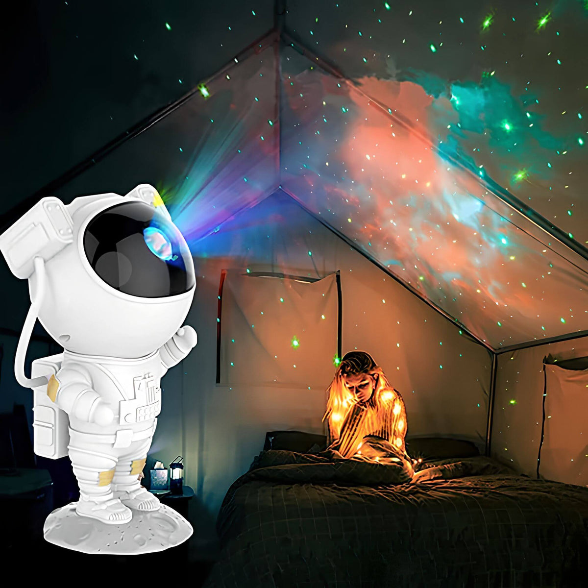 Space Explorer LED Projector Night Light with Nebula & Constellation Effects for Kids' Rooms & Bedrooms