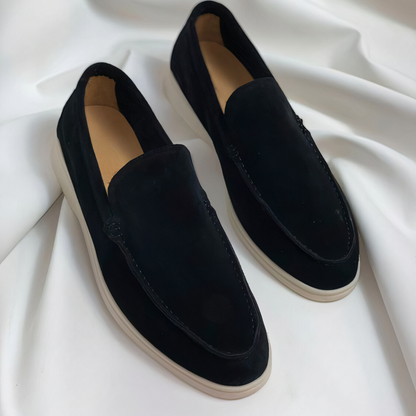 Men's Suede Slip-On Loafers Premium Leather Lined Casual Dress Shoes Round Toe Flat Oxford for Work Office Everyday