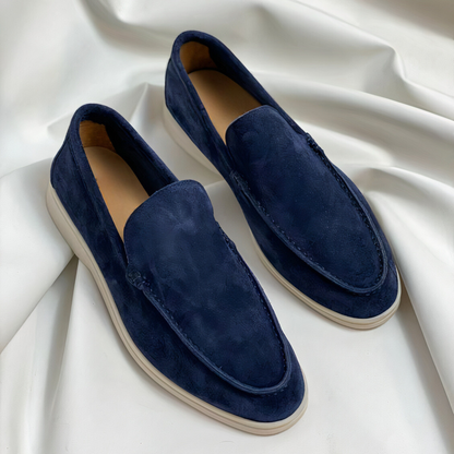 Men's Suede Slip-On Loafers Premium Leather Lined Casual Dress Shoes Round Toe Flat Oxford for Work Office Everyday