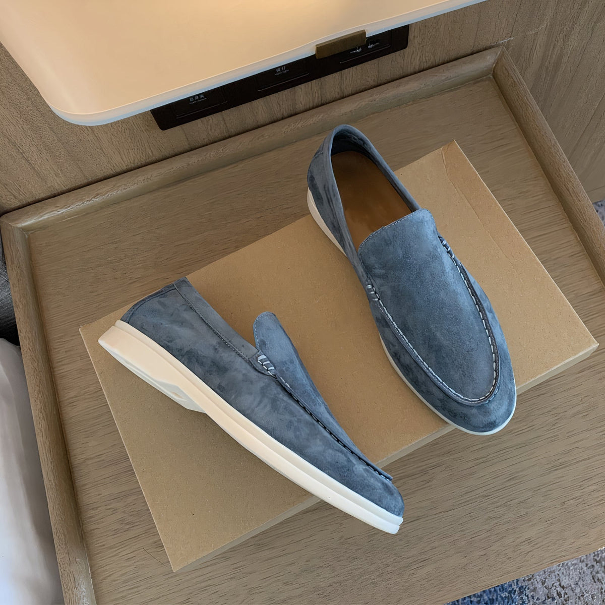 Men's Suede Slip-On Loafers Premium Leather Lined Casual Dress Shoes Round Toe Flat Oxford for Work Office Everyday