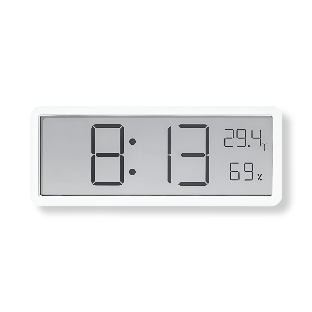 LED Clock with Temperature and Humidity Monitor 7.9 Inch Acrylic Display Bedroom Office Desk Wall Timer Indoor Climate Tracker