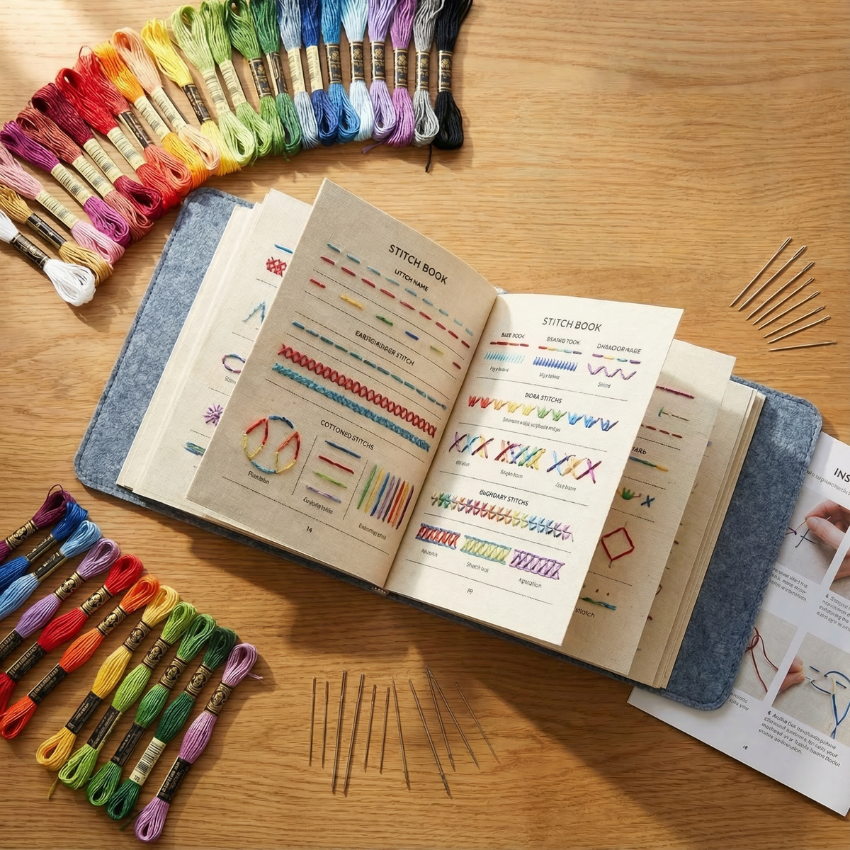 Ortekor Stitchwell | Embroidery Kit for Beginners with 106 Removable Stitches | Complete Needlework Set for Easy Learning