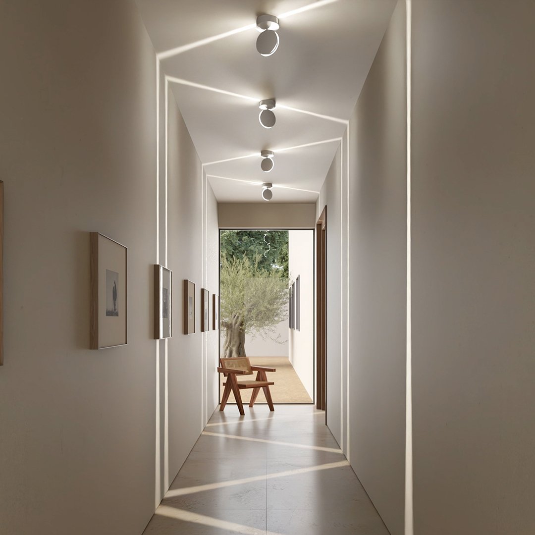 Adjustable LED Spotlight Flush Mount Fixture 4.7 in Matte White 360° Rotating Accent Light for Bedrooms Hallways Modern Homes Small Profile