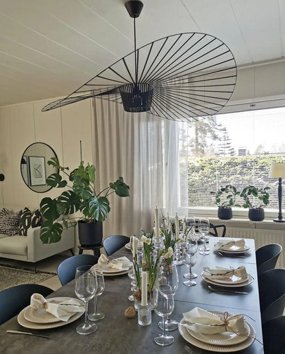 Oversized Woven Ceiling Fixture 47 in Black for Dining & Living Rooms Statement Lighting Above Tables Modern Handcrafted Fiber Shade