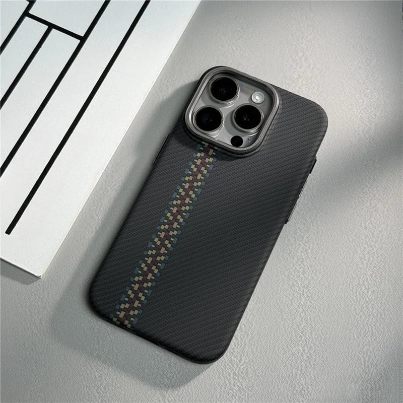 Carbon Fiber Textured Phone Case for iPhone 12-17 | Shock-Absorbing Protection with Raised Edges & Precise Cutouts