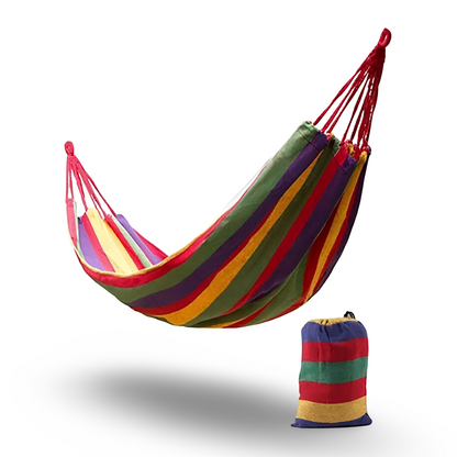 Double Hammock for Patio & Camping – Heavy-Duty Cotton 450 lb Capacity with Carry Bag & Ropes for Backyard Relaxation