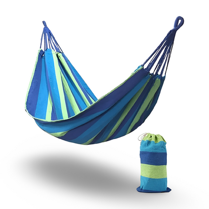 Double Hammock for Patio & Camping – Heavy-Duty Cotton 450 lb Capacity with Carry Bag & Ropes for Backyard Relaxation