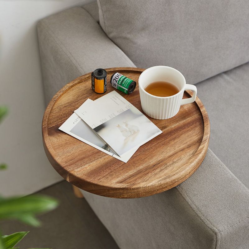 Stylish Clip-On Tray Table for Sofa with Solid Wood Design | Elegant Walnut Finish for Convenience