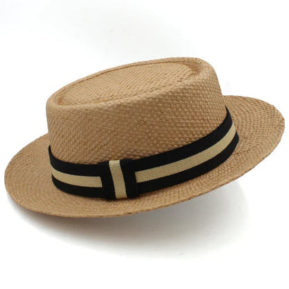 Ortekor Stylish Straw Pork Pie Hat | Lightweight Summer Sunhat for Cool Comfort