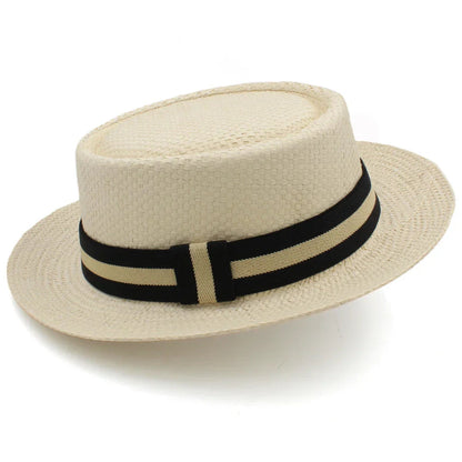 Ortekor Stylish Straw Pork Pie Hat | Lightweight Summer Sunhat for Cool Comfort
