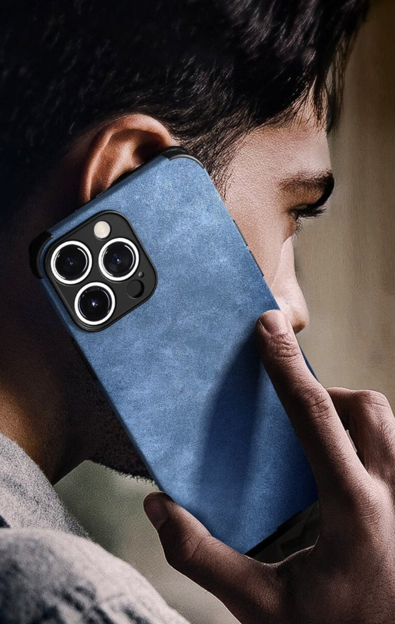 Protective Suede-Textured iPhone Case with Raised Edges and Camera Guard for iPhone 12-17 Series