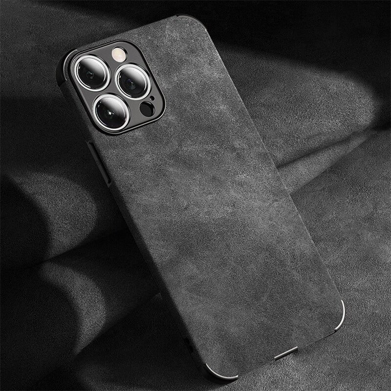 Protective Suede-Textured iPhone Case with Raised Edges and Camera Guard for iPhone 12-17 Series