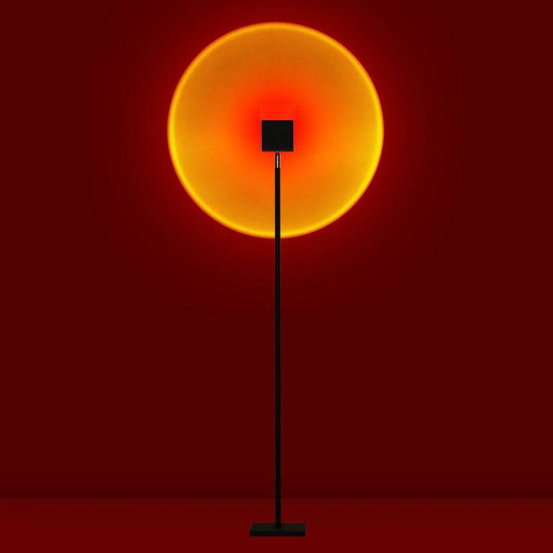 Sunset Red Halo Circle Floor Lamp with Adjustable Color Temperature for Living Room & Studio Ambiance | Modern Minimalist Gradient Light