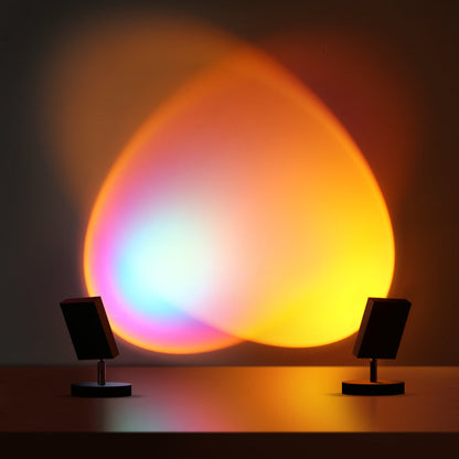 Ambient LED Light Projector Aluminum 4.7×7.8 in Black Red Glow Circle for Bedroom Living Room Home Office Desktop Nightstand