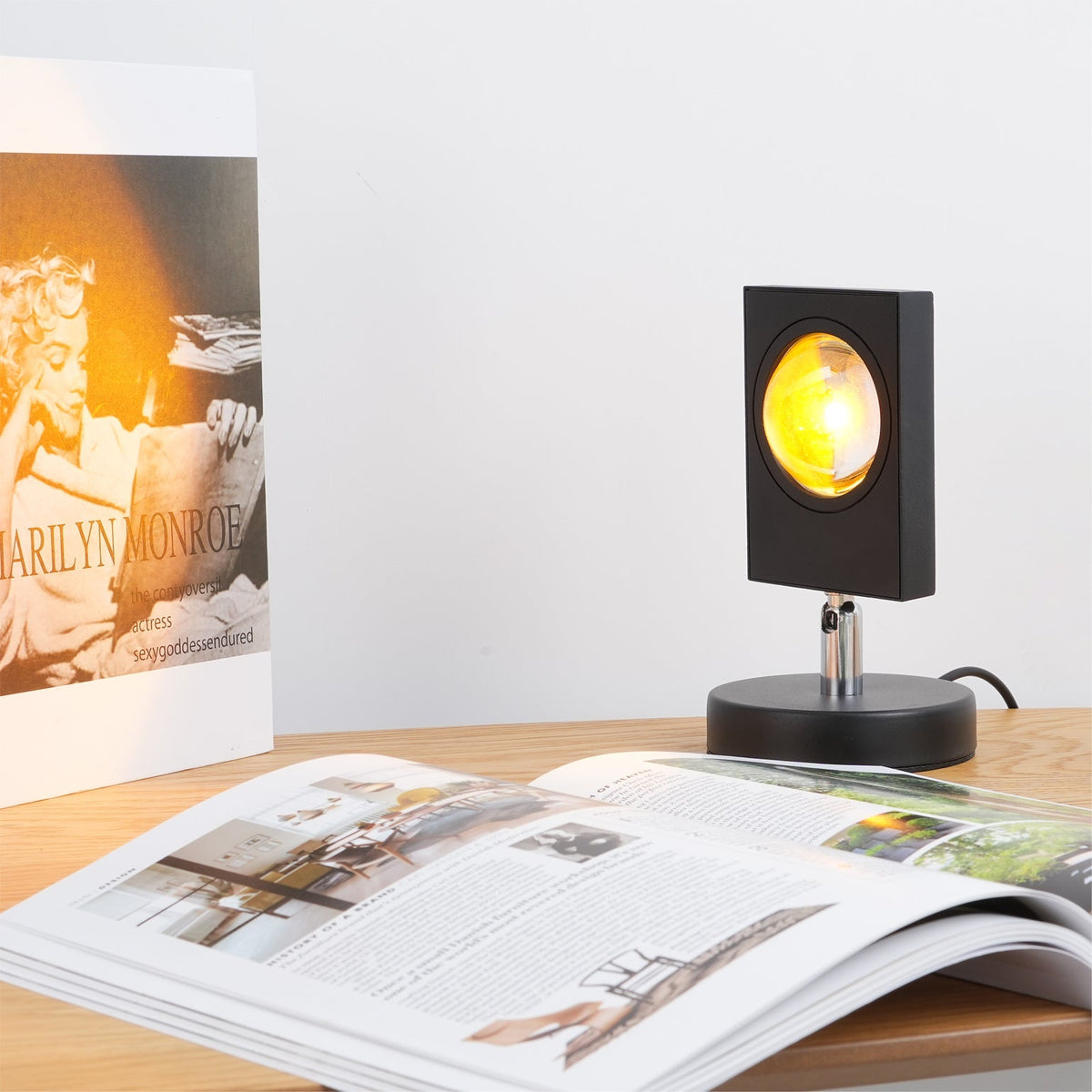 Ambient LED Light Projector Aluminum 4.7×7.8 in Black Red Glow Circle for Bedroom Living Room Home Office Desktop Nightstand