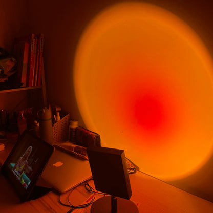 Ambient LED Light Projector Aluminum 4.7×7.8 in Black Red Glow Circle for Bedroom Living Room Home Office Desktop Nightstand