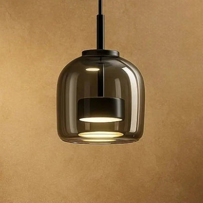 Gradient Glass Drop Ceiling Fixture 13 Inch Smoky Finish Adjustable Cord Height Kitchen Island Dining Area Overhead Illumination Contemporar