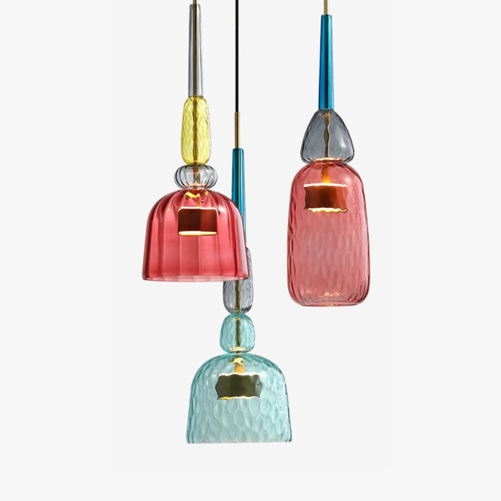 Tinted Glass Drop Light with Height-Adjustable Cord 47 in LED Overhead Fixture for Dining Tables Kitchen Islands Contemporary Suspended Ceil