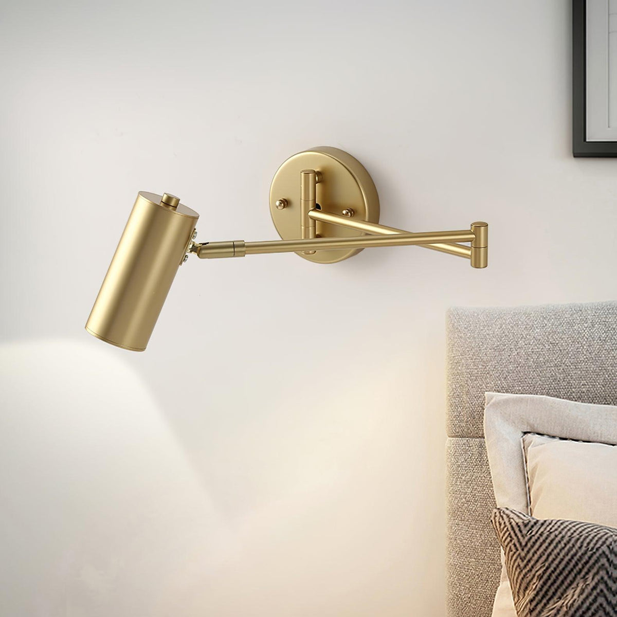 Swivel-Arm LED Wall Light with Extending Bracket for Bedroom Hallway Reading Nook Task Lighting Modern Dimmable Fixture Gold Black
