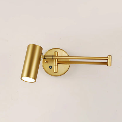 Swivel-Arm LED Wall Light with Extending Bracket for Bedroom Hallway Reading Nook Task Lighting Modern Dimmable Fixture Gold Black