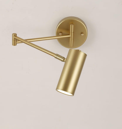 Swivel-Arm LED Wall Light with Extending Bracket for Bedroom Hallway Reading Nook Task Lighting Modern Dimmable Fixture Gold Black