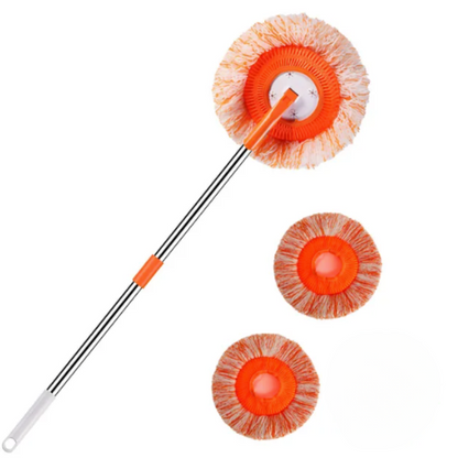 Spin Mop with 360° Swivel Head & Extendable Handle – Microfiber Wet Dry Floor Cleaning System for Hardwood Tile Laminate Kitchen Bathroom