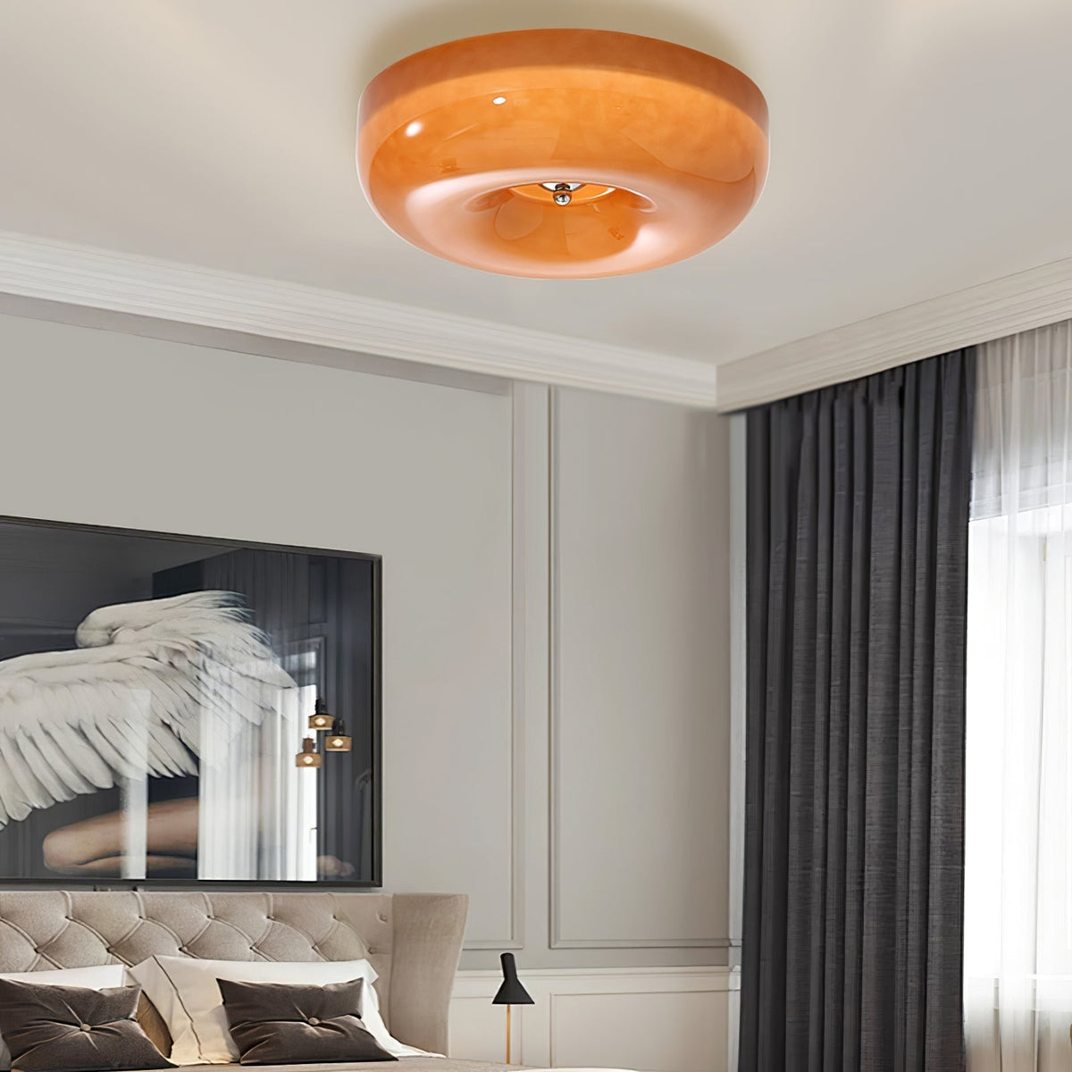 Modern Glass LED Flush Mount Light with Adjustable Color Temperature for Bedroom, Entryway, and Small Spaces