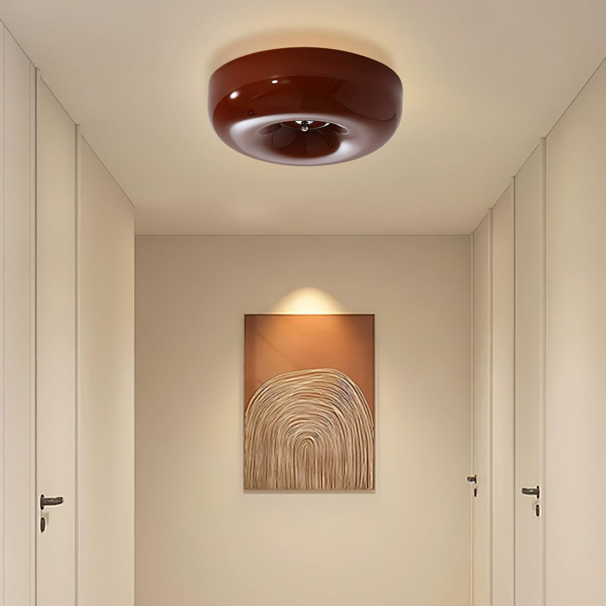 LED Flush Mount Light Fixture Chrome Textured Glass Shade Integrated Lighting 16 in Round Low Profile for Bedroom Living Room Dining Room Co
