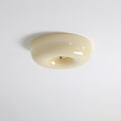 LED Flush Mount Light Fixture Chrome Textured Glass Shade Integrated Lighting 16 in Round Low Profile for Bedroom Living Room Dining Room Co