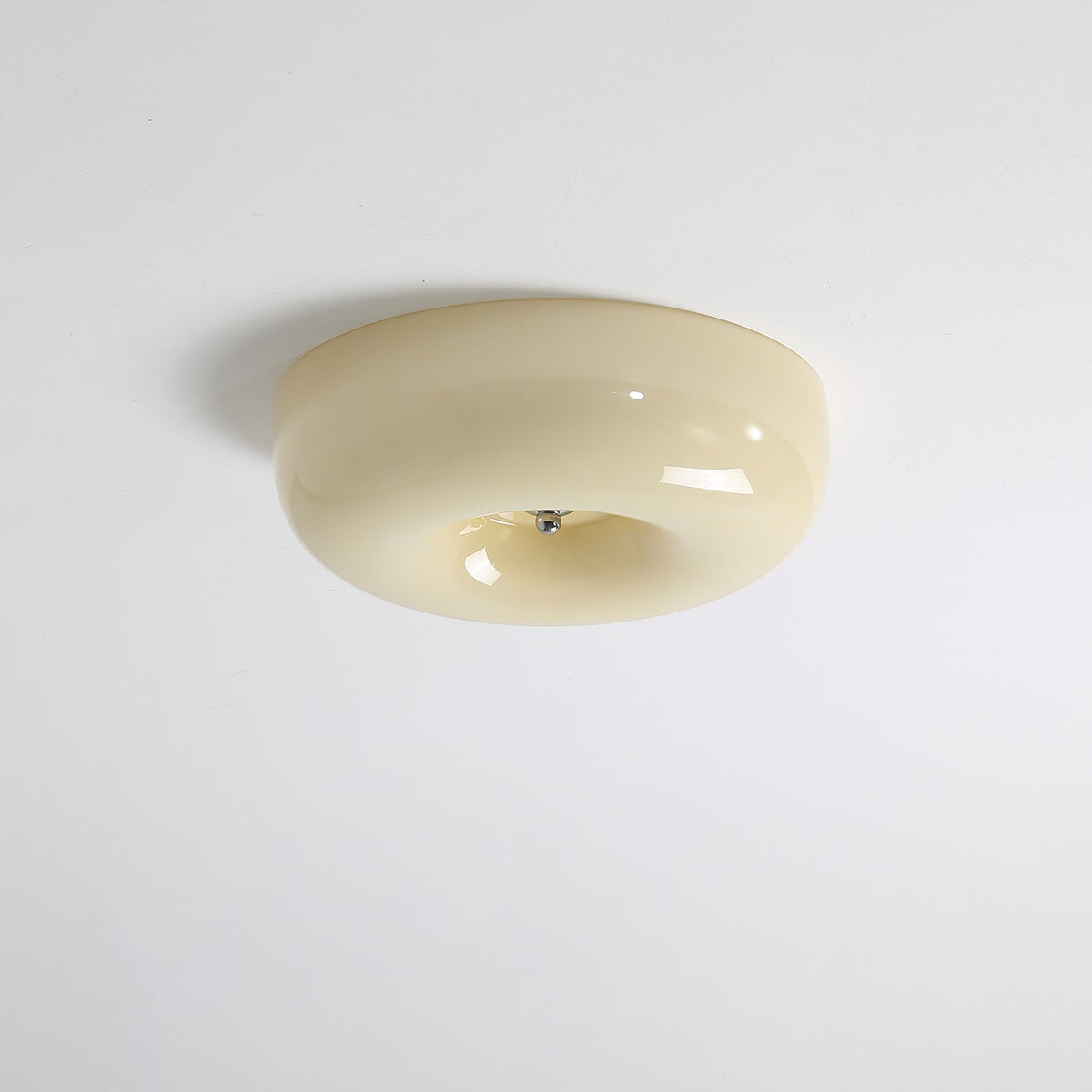 Swirled Glass Flush Mount Ceiling Light with Integrated LED – Chrome Finish – Dimmable Warm White – Modern Ceiling Lamp for Bedroom Living