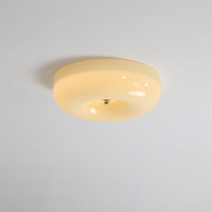 Swirled Glass Flush Mount Ceiling Light with Integrated LED – Chrome Finish – Dimmable Warm White – Modern Ceiling Lamp for Bedroom Living