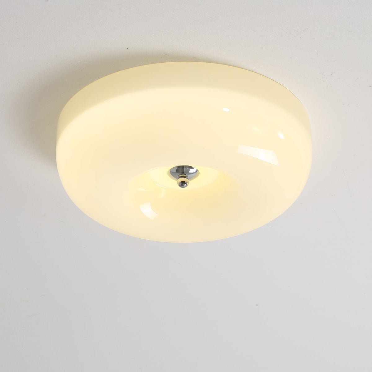 Swirled Glass Flush Mount Ceiling Light with Integrated LED – Chrome Finish – Dimmable Warm White – Modern Ceiling Lamp for Bedroom Living