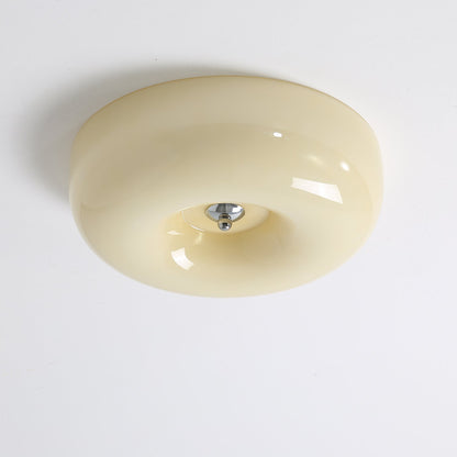 Round Glass Flush Mount LED Light Fixture – Adjustable 3000K/4000K/6000K Integrated Overhead Lighting for Bedrooms, Hallways & Low-Ceiling L