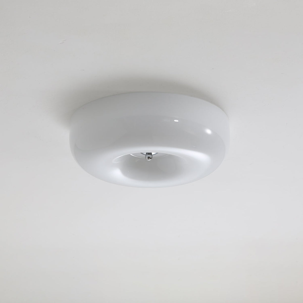 LED Flush Mount Light Fixture Chrome Textured Glass Shade Integrated Lighting 16 in Round Low Profile for Bedroom Living Room Dining Room Co
