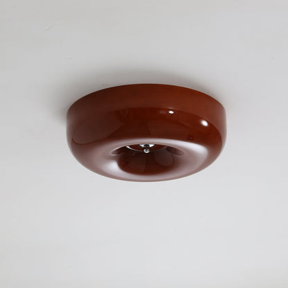 Swirled Glass Flush Mount Ceiling Light with Integrated LED – Chrome Finish – Dimmable Warm White – Modern Ceiling Lamp for Bedroom Living