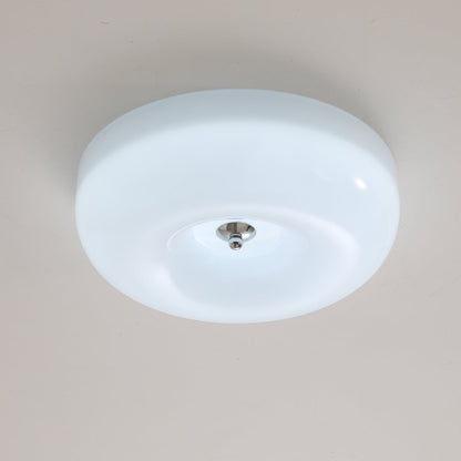 Swirled Glass Flush Mount Ceiling Light with Integrated LED – Chrome Finish – Dimmable Warm White – Modern Ceiling Lamp for Bedroom Living