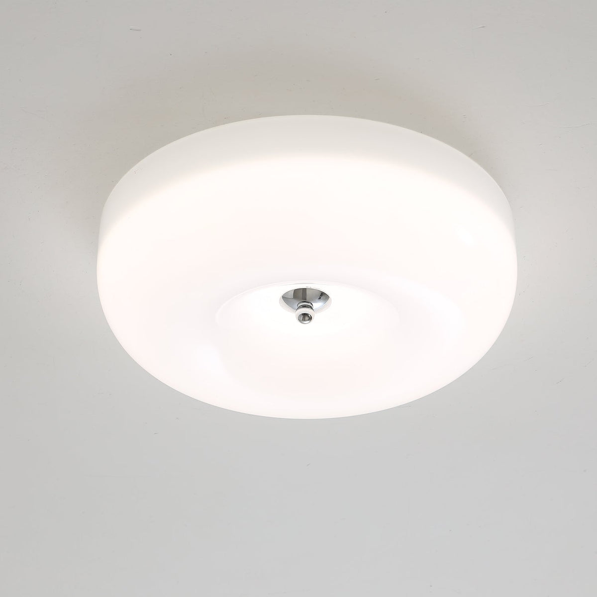 Swirled Glass Flush Mount Ceiling Light with Integrated LED – Chrome Finish – Dimmable Warm White – Modern Ceiling Lamp for Bedroom Living