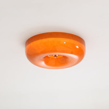 Round Glass Flush Mount LED Light Fixture – Adjustable 3000K/4000K/6000K Integrated Overhead Lighting for Bedrooms, Hallways & Low-Ceiling L