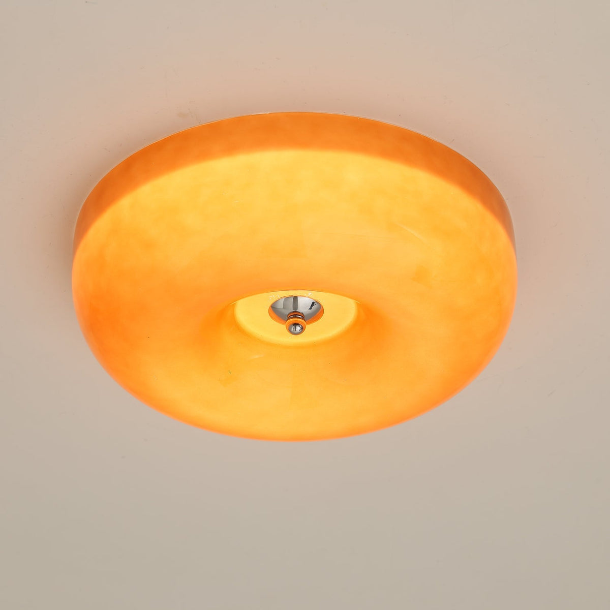 Round Glass Flush Mount LED Light Fixture – Adjustable 3000K/4000K/6000K Integrated Overhead Lighting for Bedrooms, Hallways & Low-Ceiling L