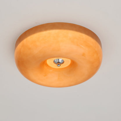 Swirled Glass Flush Mount Ceiling Light with Integrated LED – Chrome Finish – Dimmable Warm White – Modern Ceiling Lamp for Bedroom Living