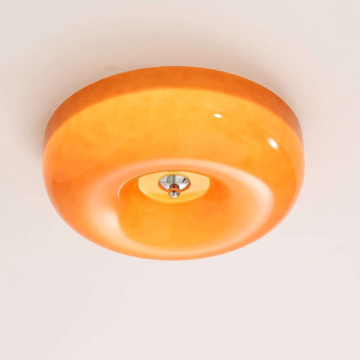 Swirled Glass Flush Mount Ceiling Light with Integrated LED – Chrome Finish – Dimmable Warm White – Modern Ceiling Lamp for Bedroom Living