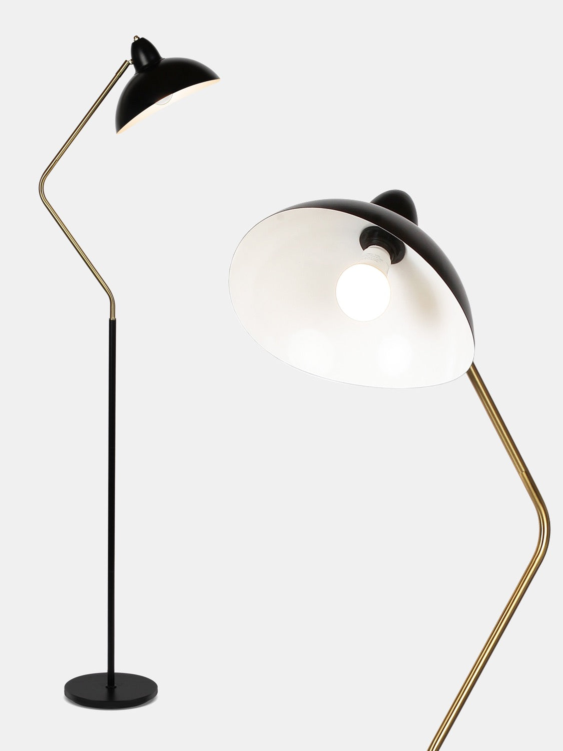 Adjustable Arc Floor Lamp with Pivoting Shade Black Gold 68 in Tall for Reading Nook Living Room Bedroom Study Office Modern Standing Task L