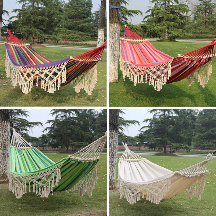 Camping Hammock Double with Spreader Bar, Cotton Canvas Outdoor Hammock, Portable Hammock for Backyard and Beach