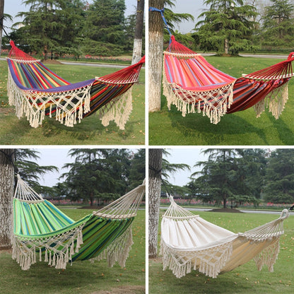 Camping Hammock Double with Spreader Bar, Cotton Canvas Outdoor Hammock, Portable Hammock for Backyard and Beach